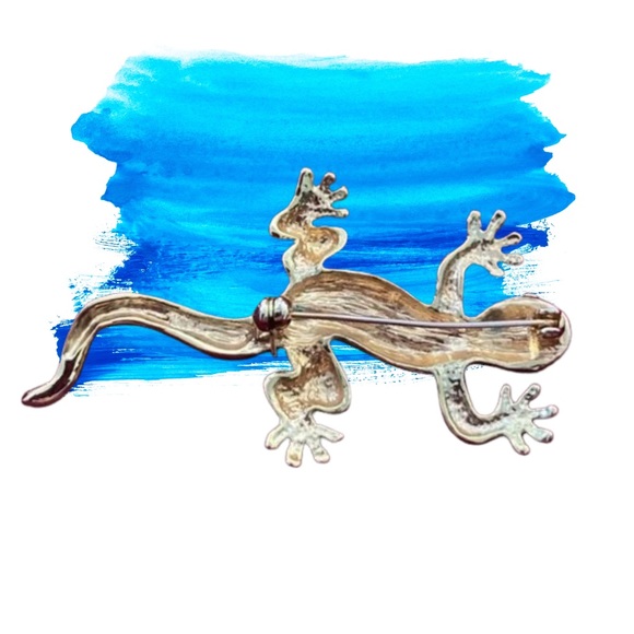 Vintage gold toned lizard brooch - Picture 2 of 2